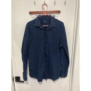 Bar III Men's Slim Fit Carnaby Collection Button Down, Navy, Size 17/17.5-36/37